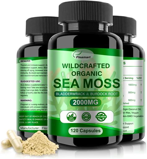 Amazon.com: Sea Moss Capsules - Irish Sea Moss Advanced with Burdock Root, Bladderwrack & Muira ...