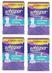 Buy WHISPER DAILY LINER PANTYLINER 40+40+40+40N PACK OF 4 Online at Low ...