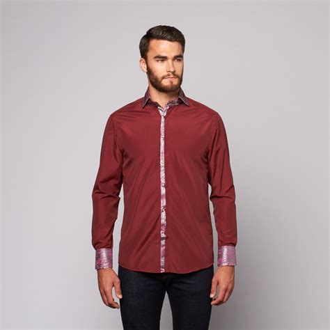 Dress Shirt // Burgundy + Silver (S) - Rashbi by Miron - Touch of Modern