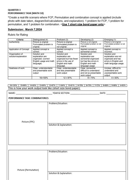 Image result for Performance Task in Math Quarter 1 Week 2