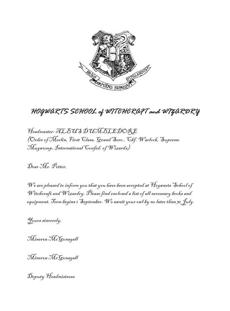 Harry Potter Letter