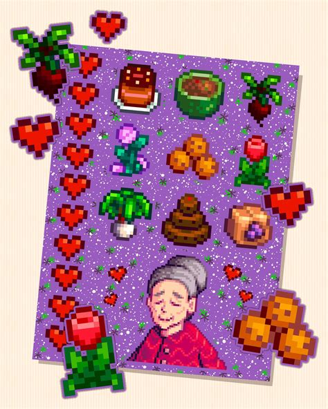 Stardew Valley - Evelyn "Granny" Character Personality Sticker Sheet ...