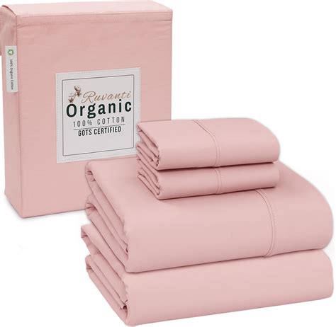 Amazon.com: RUVANTI 100% Organic Cotton Sheets Queen Size Set, 4 Pieces ...