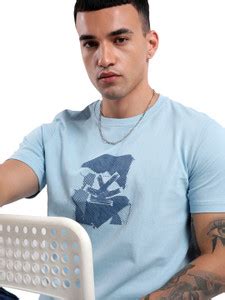 WROGN Solid Men Crew Neck Light Blue T-Shirt - Buy WROGN Solid Men Crew ...