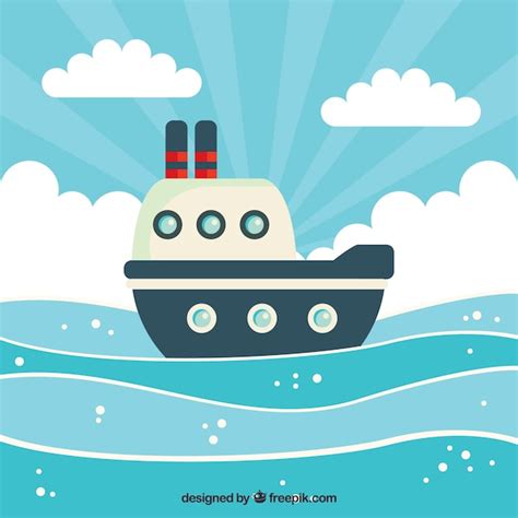 Cute background of boat and clouds | Free Vector