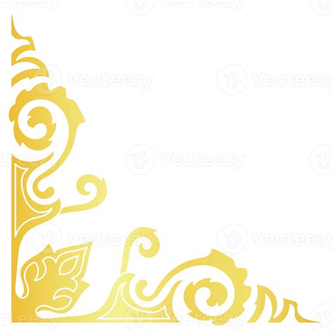 Golden Thai pattern corners decorate the corner edges. 33494904 PNG