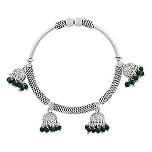 Buy DULCI® Oxidised Silver Hanging Kashmiri Style Bali Beads Adjustable ...