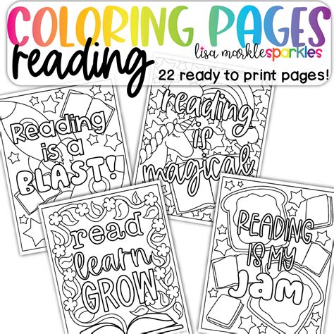 Reading Library Book Lover Coloring Pages Printable PDF - Lisa Markle ...