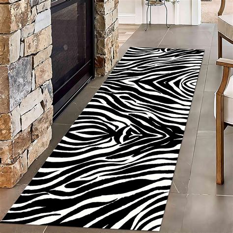 Kuluoits Zebra Runner Rug 60x120cm Black White Stripe Accent Entrance ...
