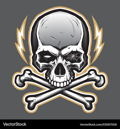 Skull with Lightning Bolts Royalty Free Vector Image
