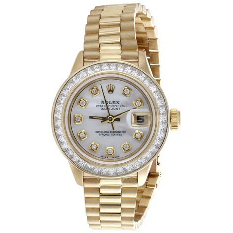 Buy Rolex DateJust President Princess Cut Diamond Watch 18K Gold 26mm ...