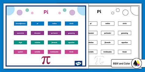 Pi Vocabulary Mat