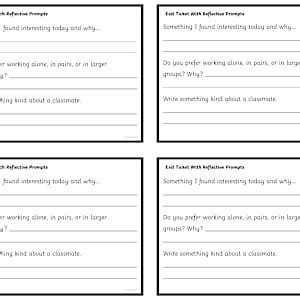 General Exit Tickets with Reflective Questions for 3rd-5th Grade