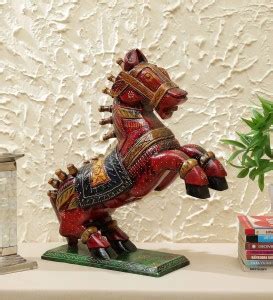 Craft Edge Feng Shui Horse Statue Red Color Table Handicrafts Showpiece ...