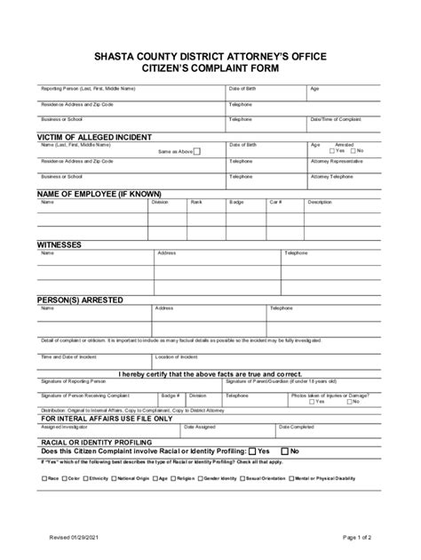 Fillable Online District Attorney Complaint Form Fax Email Print ...