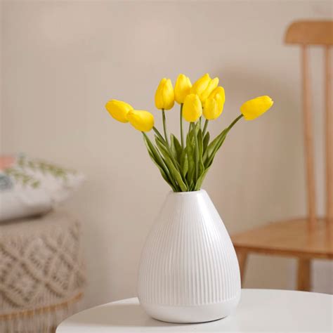 Artificial Tulip Flowers Yellow Set Of 9 Online - Premium Artificial ...