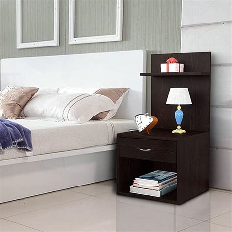 Kawachi Wooden 2 Storage Shelf with Drawer Sofa Side Bedside Table with ...