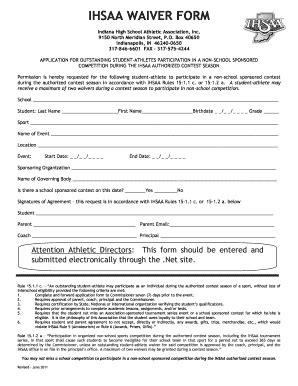 2011-2026 IN IHSAA Waiver Form - Blank Fillable Template | Fill Out ...