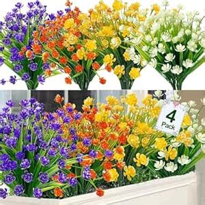 Buy TIED RIBBONS Set of 4 Artificial Flowers Spring Grass Lotus for ...