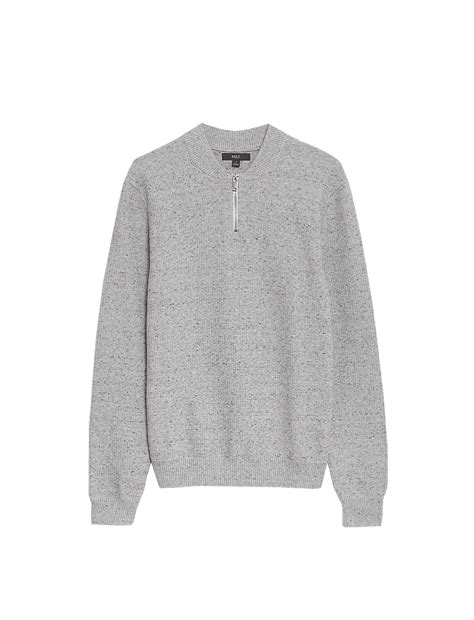 Buy Cotton Blend Textured Half Zip Jumper at Marks & Spencer