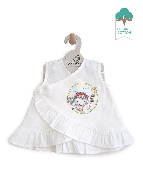 Keebee White Frock-Kite Embroidered-Flared-Organic Cotton-For Infants ...