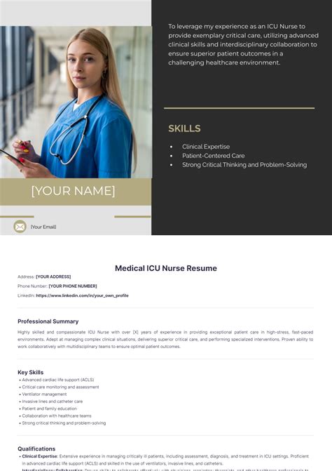 Free Medical ICU Nurse Resume Template to Edit Online