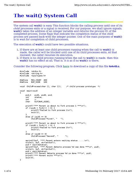 Wait System Call 的图像结果