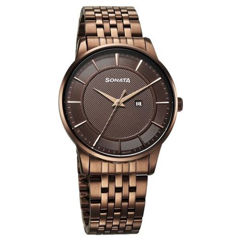 Buy Online Sonata Wedding Quartz Analog Brown Dial Stainless Steel ...