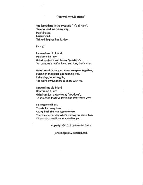 "Farewell My Old Friend" - Caring Pathways