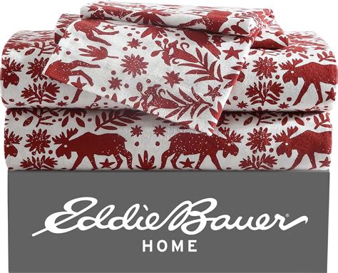Amazon.com: Eddie Bauer 4 Pc Flannel Sheets Queen Size - 100% Cotton ...