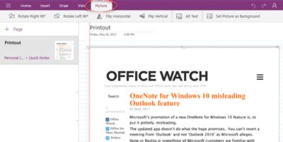 Print to Text OneNote 的图像结果