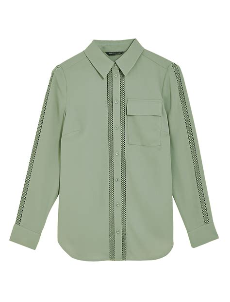 Buy Lace Insert Collared Long Sleeve Shirt at Marks & Spencer