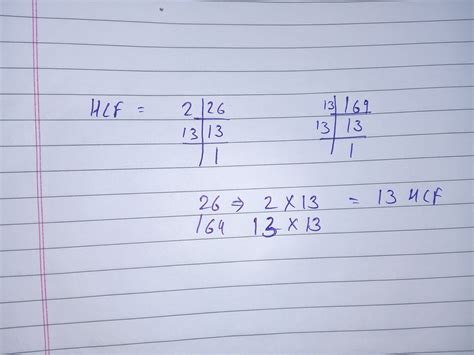 Given lcm of 26 and 169 is 338 then find the hcf - Brainly.in