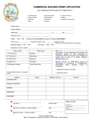 Fillable Online COMMERCIAL BUILDING PERMIT APPLICATION - Aransas Pass ...
