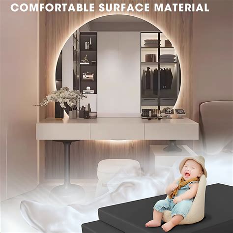 5 Drawers Minimalist Dressing Table with Circle Backlit Mirror – High QLO