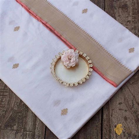 White Pure Cotton Banarasi Handloom Saree - Tilfi