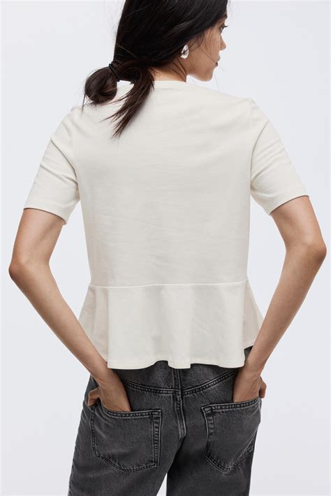 Peplum top - White - Ladies | H&M IN