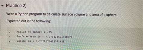 Image result for Write a Python Program to Get the Volume of Sphere with Radius 6