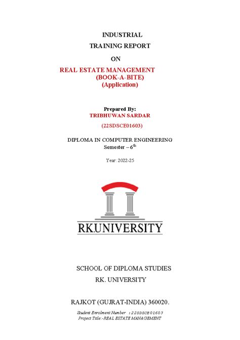 Sample Report for CIE-2 - INDUSTRIAL TRAINING REPORT ON REAL ESTATE ...