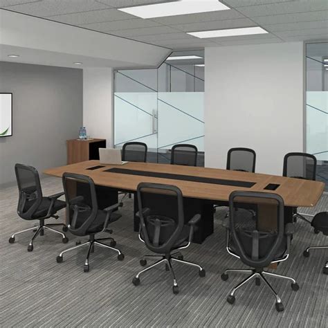 Conference & Meeting Room Table Finish In Brown Top Made In MDF and Ba