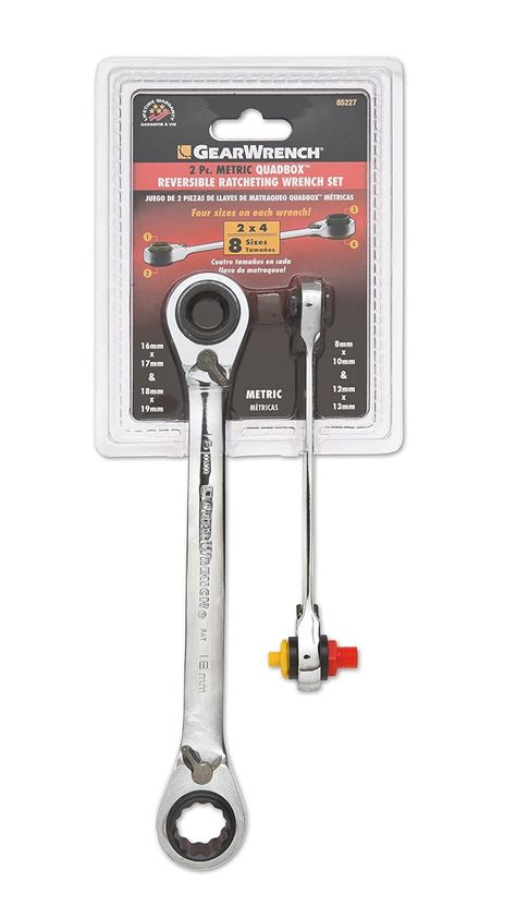 GEARWRENCH 2 Pc. 12 Point QuadBox Reversible Ratcheting Metric Wrench ...