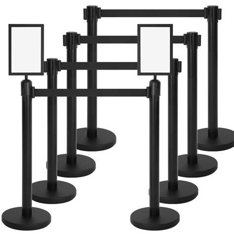 Therwen 8 Pcs Crowd Control Stanchions Set and Stanchion Post Sign ...