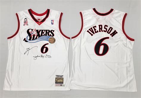 Allen Iverson & Julius Erving Autographed Philadelphia 76ers 2002 All ...