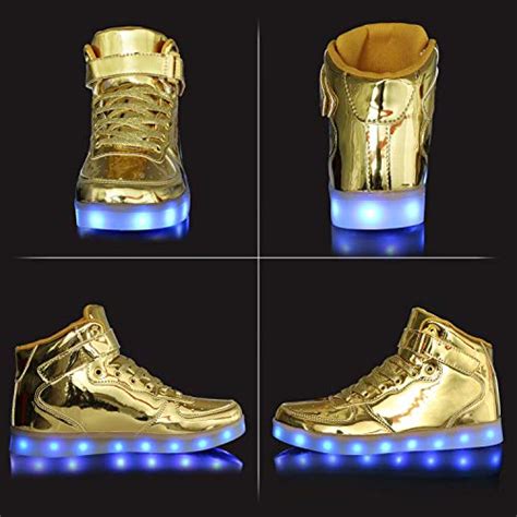 Buy MILEADER High Top LED Shoes Gold Light Up Shoes Size 9.5 Women 8 ...