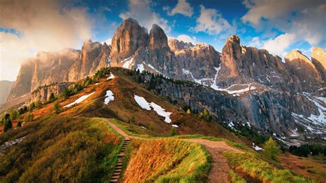 Three Peaks of Lavaredo at summer sunset, Dolomites, South Tyrol, Italy ...