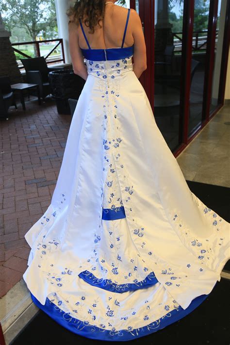 Royal Blue Accented Wedding Dress