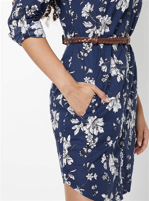 Buy Women Floral Print Shirt Dress with Belt Online at just Rs. 999.0 ...