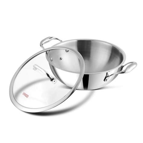 Vinod Platinum Triply Stainless Steel Extra Deep Kadai with Lid – Vinod ...
