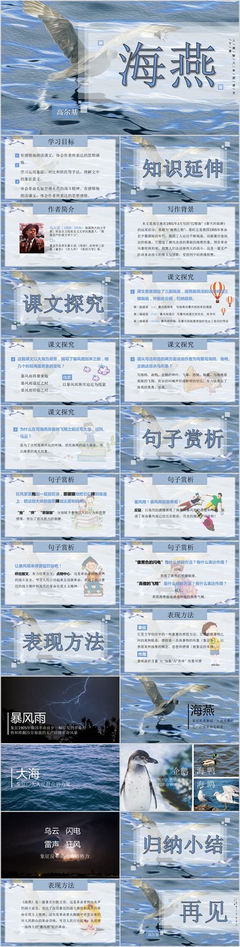 初中语文课件PPT《海燕》-PPT模板-图创网
