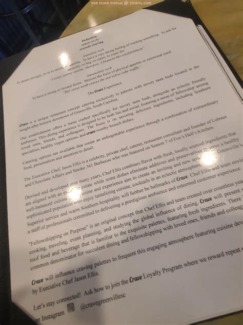 Online Menu of Crave Greenville Restaurant, Greenville, South Carolina ...